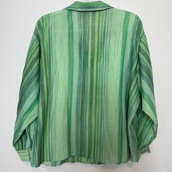 Chico's Vibrant Green Striped Shirt size 3 - Picture 3 of 10